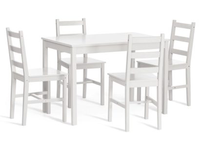 Обеденный комплект эконом Хадсон 2 (стол + 4 стула)/ Hudson 2 Dining Set дерево гевея/мдф, стол:105х65х73см, стул: 41х46х85,5см, butter white — фото 1