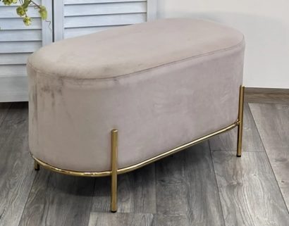 Пуф для гостиной ZEN BLUVEL-40 Бежевый, велюр / золотой каркас — фото 2