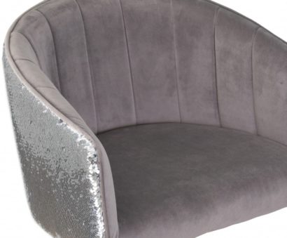 Стул барный DOBRIN DARCY SHINY, серый велюр с серебряными пайетками — фото 5