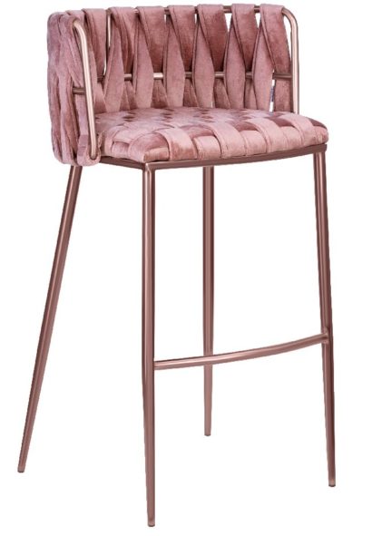 Стул барный DOBRIN EMMA ROSE GOLD (розовый велюр (VF-10)) — фото 1