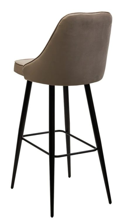 Барный стул NEPAL-BAR БЕЖЕВЫЙ #5, велюр/ черный каркас (H=78cm) — фото 3