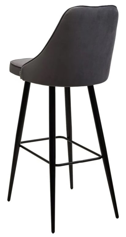 Барный стул NEPAL-BAR СЕРЫЙ #27, велюр/ черный каркас (H=78cm) — фото 3