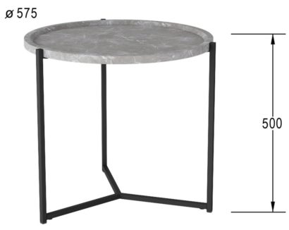 Стол журнальный Бруно Серый мрамор / Черный — фото 3