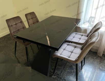 Обеденная группа Торвальд и 4 стула CHIC Bluvel-38 латте — фото 3