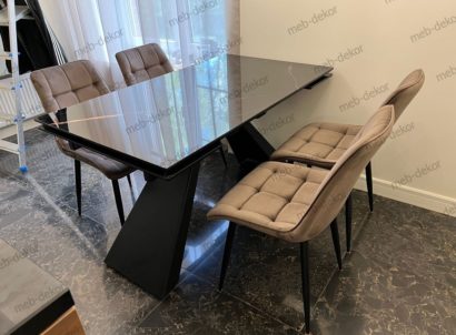 Обеденная группа Торвальд и 4 стула CHIC Bluvel-38 латте — фото 1