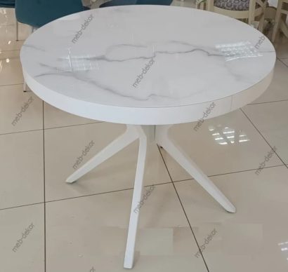 Стол Оскар D950 Glass,Фотопечать, Тон 9 Эмаль белая / Мрамор 2 — фото 1
