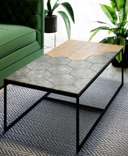 Стол журнальный Китч Дуб американский / Серый бетон — фото 2