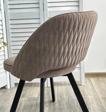 Стул ДУНА (DUNA) 360 град. поворот. B5 Капучино, велюр / черный каркас — фото 4