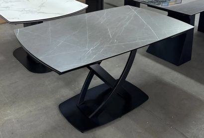 Стол FOGGIA 140 KL-136 Серый мрамор матовый, итальянская керамика/ черный каркас — фото 3