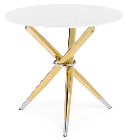 Стеклянный стол Rock 80х75 white / gold — фото 1