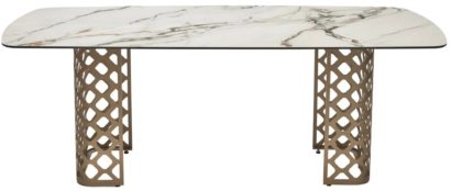 Стол CHIAVARI 220 KL-188 Контрастный мрамор матовый, итальянская керамика / Шампань — фото 6