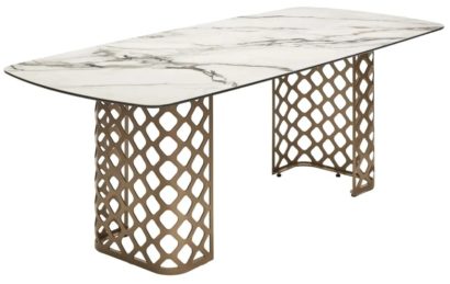 Стол CHIAVARI 220 KL-188 Контрастный мрамор матовый, итальянская керамика / Шампань — фото 1