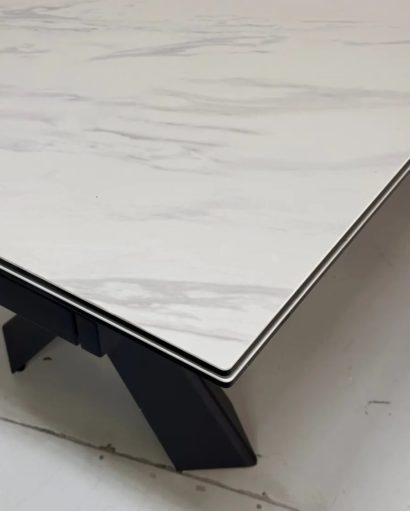 Стол ORISTANO 200 MARBLES KL-99 Белый мрамор матовый, итальянская керамика/ черный каркас — фото 9