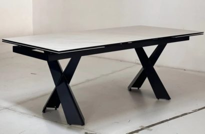 Стол ORISTANO 200 MARBLES KL-99 Белый мрамор матовый, итальянская керамика/ черный каркас — фото 14