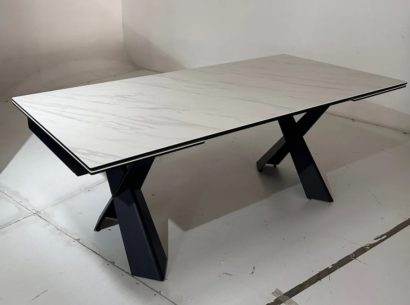 Стол ORISTANO 200 MARBLES KL-99 Белый мрамор матовый, итальянская керамика/ черный каркас — фото 12