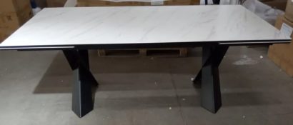 Стол ORISTANO 200 MARBLES KL-99 Белый мрамор матовый, итальянская керамика/ черный каркас — фото 5