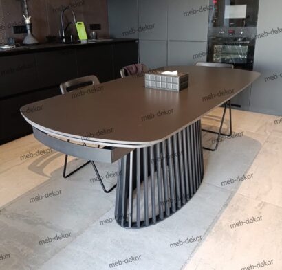 Стол DESIO 180 PURE BLACK SOLID CERAMIC Черный мрамор матовый, керамика/Черный каркас — фото 3