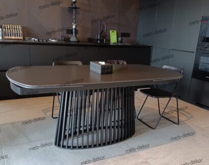Стол DESIO 180 PURE BLACK SOLID CERAMIC Черный мрамор матовый, керамика/Черный каркас — фото 2