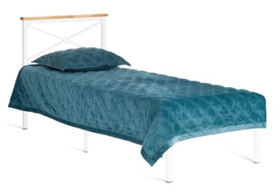 Кровать Iris (mod.9311) дерево гевея/металл, 90*200 см (Single bed), Белый (White) — фото 2