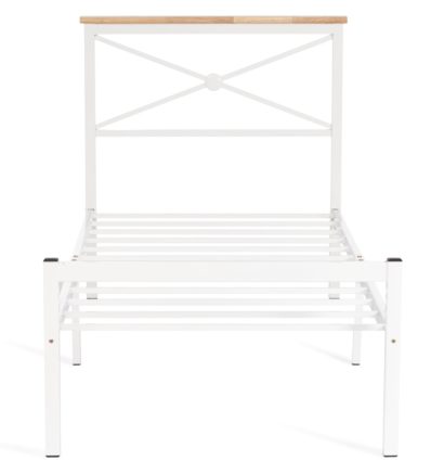 Кровать Iris (mod.9311) дерево гевея/металл, 90*200 см (Single bed), Белый (White) — фото 5