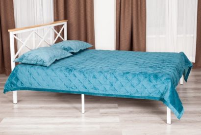 Кровать Iris (mod.9311) дерево гевея/металл, 160*200 см (Queen bed), Белый (White) — фото 1
