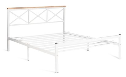 Кровать Iris (mod.9311) дерево гевея/металл, 160*200 см (Queen bed), Белый (White) — фото 3