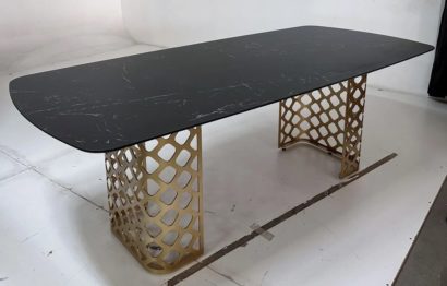 Стол CHIAVARI 220 KL-116 Черный мрамор матовый, итальянская керамика / бронзовый — фото 6