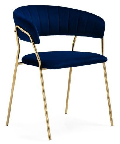 Стул на металлокаркасе Kamelia 1 dark blue / gold — фото 1
