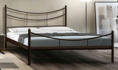 Кровать двуспальная Luna (140х200/металлическое основание) Коричневый бархат — фото 1