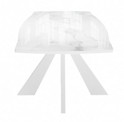 Стол DikLine SFU140 стекло белое мрамор глянец/подстолье белое/опоры белые (2 уп.) — фото 9