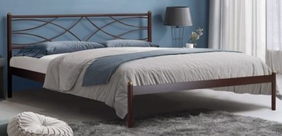 Кровать Экзотика (160х200/цвет Коричневый бархат/ металлическое основание) — фото 1