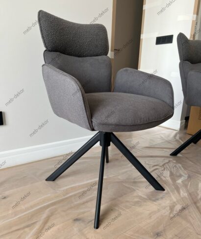 Стул TRIS 360 град. поворот с возвратом, Davis Nowo 92 серый, букле /Point 90 серый/ Черный — фото 8