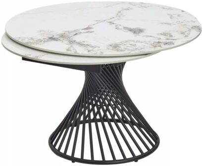 Стол БУЕНО (BUENO) 120 цвет МРАМОР (GLOSS GOLDEN JADE SOLID CERAMIC) / ЧЕРНЫЙ, ®DISAUR — фото 6