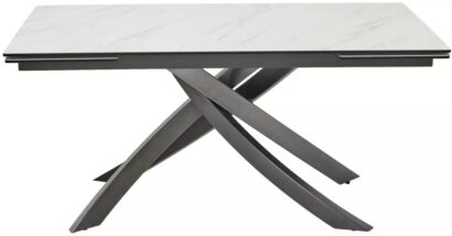 Стол ЭСТЕБИО (ESTEBIO) 160 KL-99 Белый мрамор матовый, итальянская керамика/ Темно-серый, ®DISAUR — фото 3