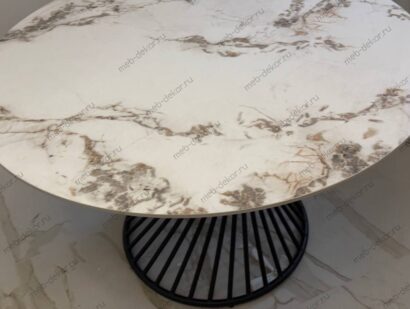 Стол БУЕНО (BUENO) 120 цвет МРАМОР (GLOSS GOLDEN JADE SOLID CERAMIC) / ЧЕРНЫЙ, ®DISAUR — фото 14