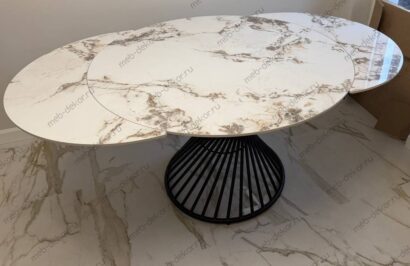 Стол БУЕНО (BUENO) 120 цвет МРАМОР (GLOSS GOLDEN JADE SOLID CERAMIC) / ЧЕРНЫЙ, ®DISAUR — фото 13