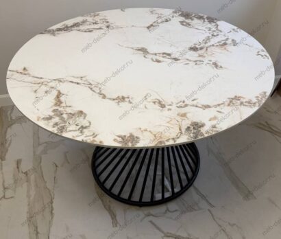 Стол БУЕНО (BUENO) 120 цвет МРАМОР (GLOSS GOLDEN JADE SOLID CERAMIC) / ЧЕРНЫЙ, ®DISAUR — фото 12