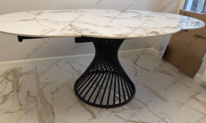 Стол БУЕНО (BUENO) 120 цвет МРАМОР (GLOSS GOLDEN JADE SOLID CERAMIC) / ЧЕРНЫЙ, ®DISAUR — фото 10