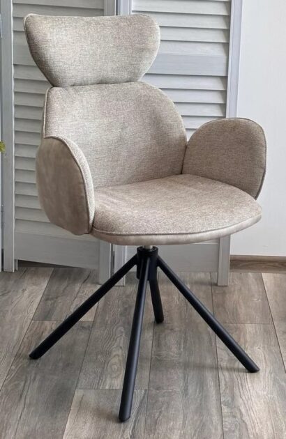 Стул ВАРДИ (VARDY) 360 град.поворот. Brego-31 Бежевый, ткань/ 7525-01 Бежевый, велюр/Черный, ®DISAUR — фото 3