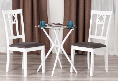 Стул Камилла сиденье мягкое (CAMILLE SOFT) дерево гевея, МДФ, 44х54х95, pure white (402) , ткань, серый — фото 5