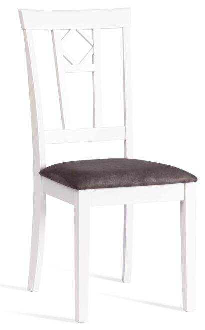 Стул Камилла сиденье мягкое (CAMILLE SOFT) дерево гевея, МДФ, 44х54х95, pure white (402) , ткань, серый — фото 1