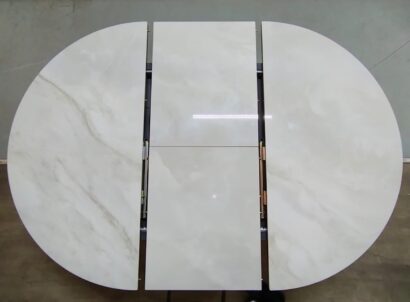Стол DikLine SKZ100 d1000 Керамика Cristal Onyx Bianco Polished/подстолье черное/опоры черные (2 уп.) — фото 6