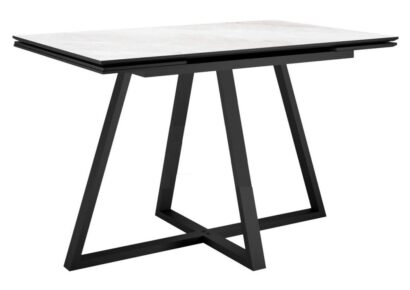 Стол DikLine SKF120 Керамика Cristal Onyx Bianco Polished/подстолье черное/опоры черные — фото 1