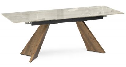 Керамический стол Ливи 140(200)х80х78 dyna fantasico grey / орех кантри — фото 1