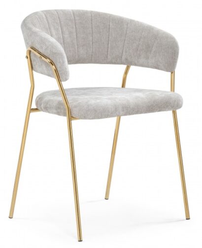Стул на металлокаркасе Kamelia 1 light gray fabric / gold — фото 1