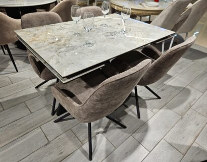 Стол DikLine SKM120 Керамика Titanium Silver River Polished/подстолье черное/опоры черные — фото 2