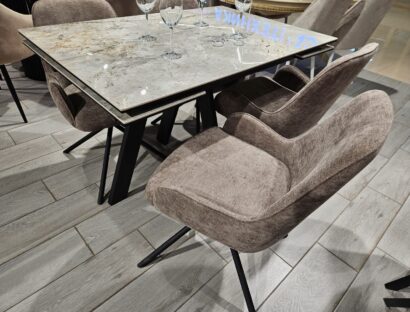 Стол DikLine SKM120 Керамика Titanium Silver River Polished/подстолье черное/опоры черные — фото 4
