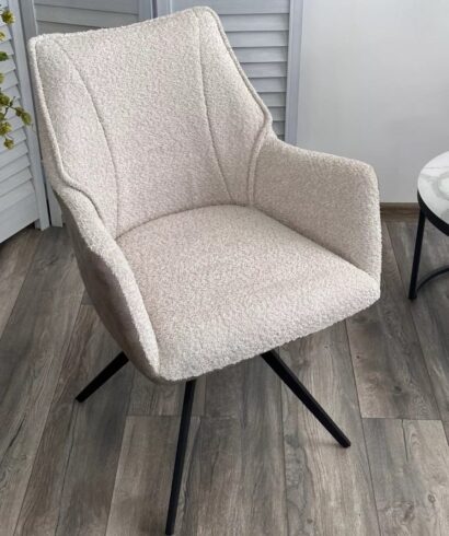 Стул БРЕВИС (BREVIS) 180 град. поворот. 841-02 Бежевый, букле/ 101 Бежевый, ткань/ Черный, ®DISAUR — фото 2