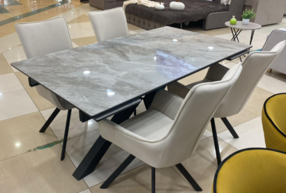 Стол DikLine SFE140 Керамика Italian Grey (глянец серый)/подстолье черное/опоры черные (2 уп.) — фото 9