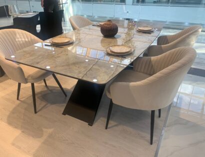 Стол DikLine SKY220 Керамика Titanium Silver River Polished/подстолье черное/опоры черные (2 уп.) — фото 5